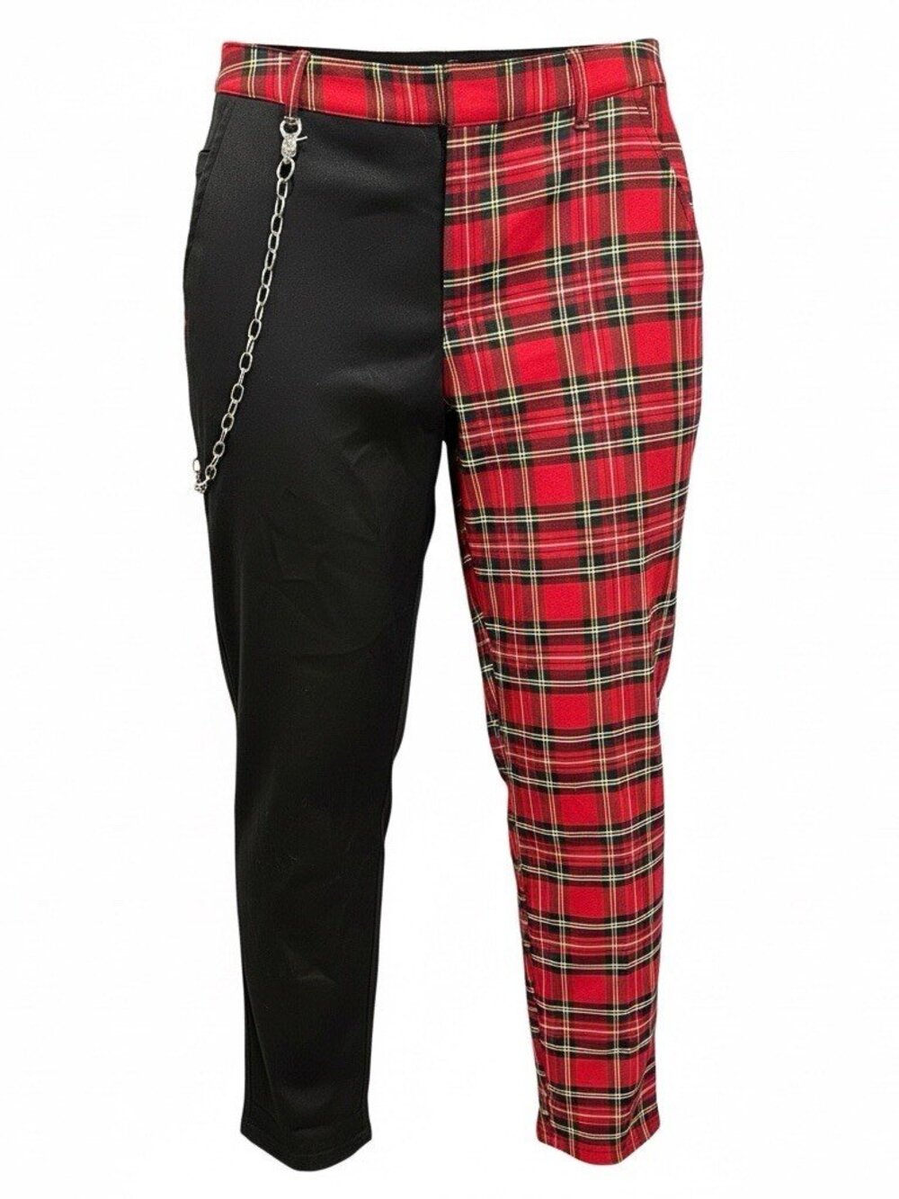 Hot Topic Women's Black Red Plaid Split Leg Pants Size M Grunge Punk Gothic Emo